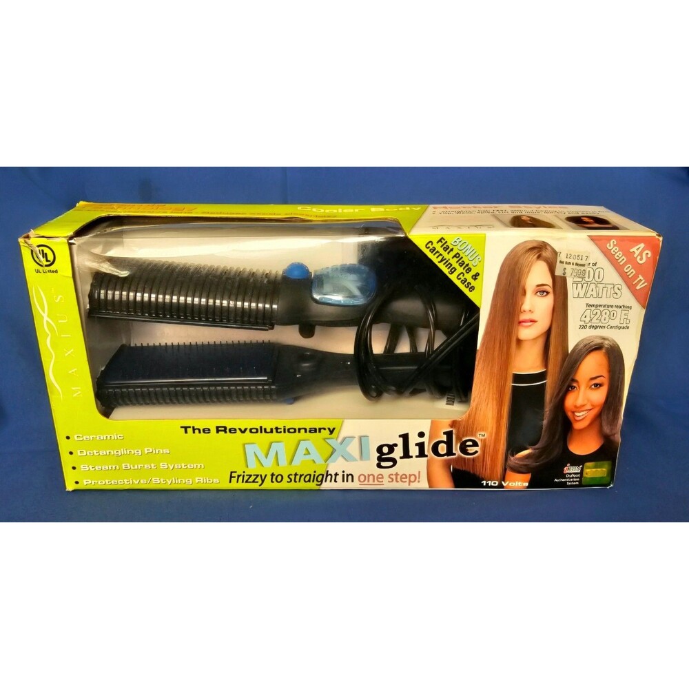 Maxius MaxiGlide MX-597 Flat Iron 2" Ceramic Plates Steam Burst Case/Dvd TESTED